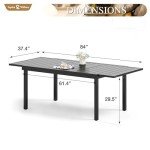 Expandable Black Patio Dining Table for 6-8