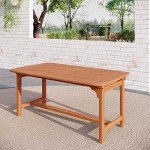 Expandable Acacia Wood Patio Dining Table for 6-8