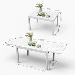 Domi Adjustable Aluminum Patio Dining Table - Ivory White