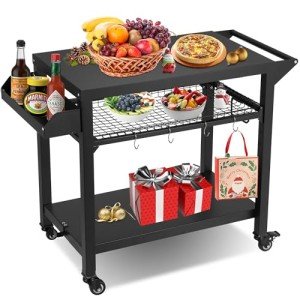 Outdoor Grill Cart and Pizza Oven Stand