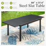 Expandable Black Patio Dining Table for 6-8