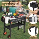 Folding Outdoor Grill Table with Paper Towel Holder