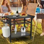 Outdoor Grill Cart and Pizza Oven Stand