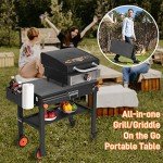 Folding Outdoor Grill Table with Paper Towel Holder