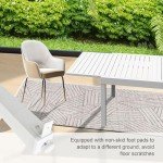 Domi Adjustable Aluminum Patio Dining Table - Ivory White