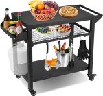 Outdoor Grill Cart and Pizza Oven Stand