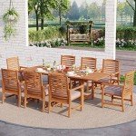 Expandable Acacia Wood Patio Dining Table for 6-8