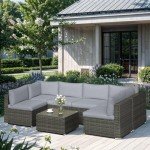 7-Piece All-Weather Grey Wicker Patio Set