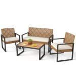 Modern Wicker Patio Furniture Set for 4