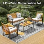 Modern Wicker Patio Furniture Set for 4