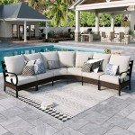 Beige 6-Piece Half-Moon Patio Furniture Set