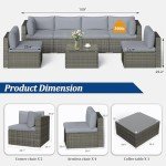 7-Piece All-Weather Grey Wicker Patio Set