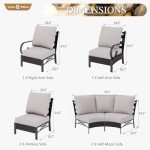 Beige 6-Piece Half-Moon Patio Furniture Set
