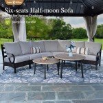 Beige 6-Piece Half-Moon Patio Furniture Set
