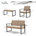 Modern Wicker Patio Furniture Set for 4
