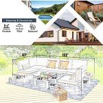 6-Piece Light Grey Metal Outdoor Sectional Sofa Set