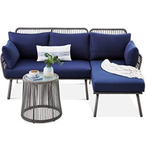 Outdoor Rope Woven L-Shaped Patio Sofa Set