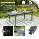 Expandable Black Patio Dining Table for 6-8