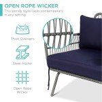 Outdoor Rope Woven L-Shaped Patio Sofa Set