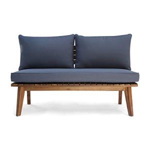 Boyle Outdoor Acacia Wood Loveseat - Teak/Gray