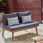 Boyle Outdoor Acacia Wood Loveseat - Teak/Gray