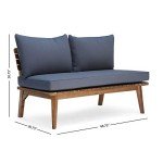 Boyle Outdoor Acacia Wood Loveseat - Teak/Gray