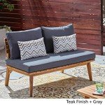 Boyle Outdoor Acacia Wood Loveseat - Teak/Gray