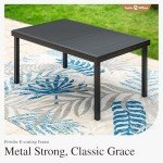 Expandable Black Patio Dining Table for 6-8