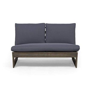 GDFStudio Gray Acacia Wood Outdoor Loveseat