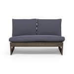 GDFStudio Gray Acacia Wood Outdoor Loveseat