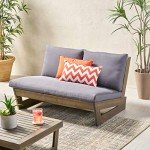 GDFStudio Gray Acacia Wood Outdoor Loveseat