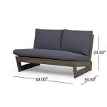 GDFStudio Gray Acacia Wood Outdoor Loveseat