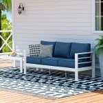 Outdoor Aluminum Sofa with Thick Cushions