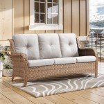 Belord 75-Inch Wicker Outdoor Couch 3-Seater