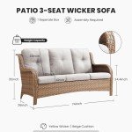 Belord 75-Inch Wicker Outdoor Couch 3-Seater