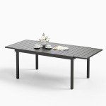 Expandable Black Patio Dining Table for 6-8