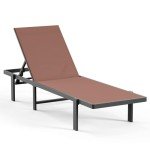 Adjustable Aluminum Patio Lounge Chair, Brown