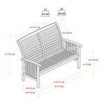 Modern Acacia Wood Patio Loveseat with Cushions