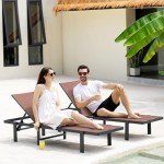 Adjustable Aluminum Patio Lounge Chair, Brown