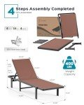 Adjustable Aluminum Patio Lounge Chair, Brown