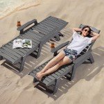 Adjustable Gray Chaise Lounge Chair with Cup Holder