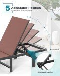 Adjustable Aluminum Patio Lounge Chair, Brown