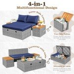 Flamaker Outdoor Rattan Lounge Chair Set, Deep Blue