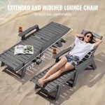 Adjustable Gray Chaise Lounge Chair with Cup Holder