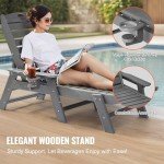 Adjustable Gray Chaise Lounge Chair with Cup Holder