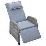Outdoor Recliner Chair Set with Table & Pillow