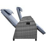 Outdoor Recliner Chair Set with Table & Pillow