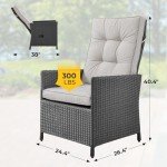 Adjustable Outdoor Recliner Chair with Olefin Cushion