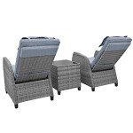 Outdoor Recliner Chair Set with Table & Pillow