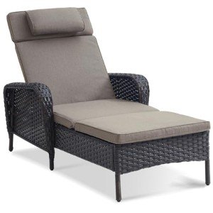 Belord Adjustable Wicker Outdoor Chaise Lounge Chair